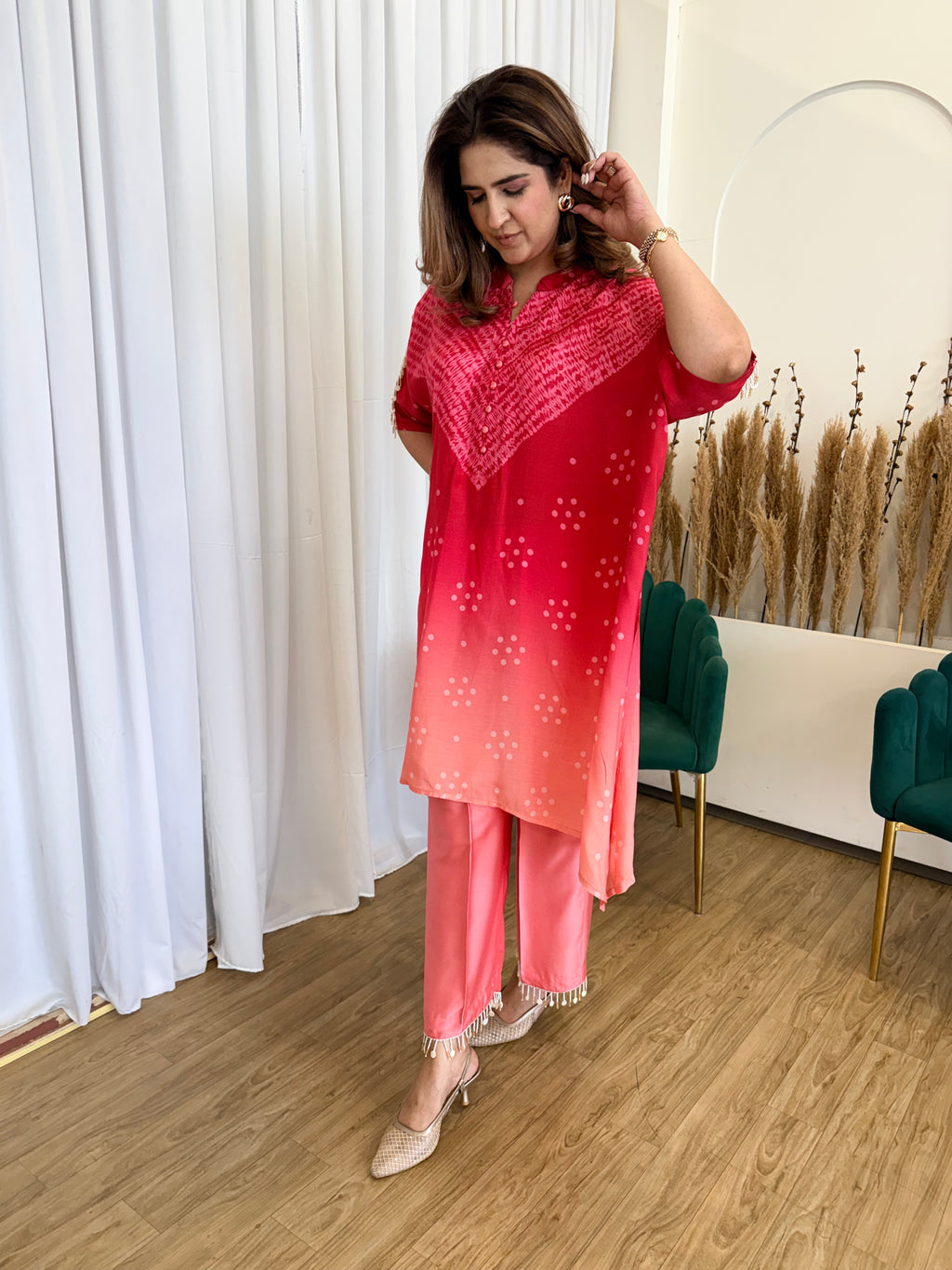 RED PEACH OMBRÉ CHOGA SET
