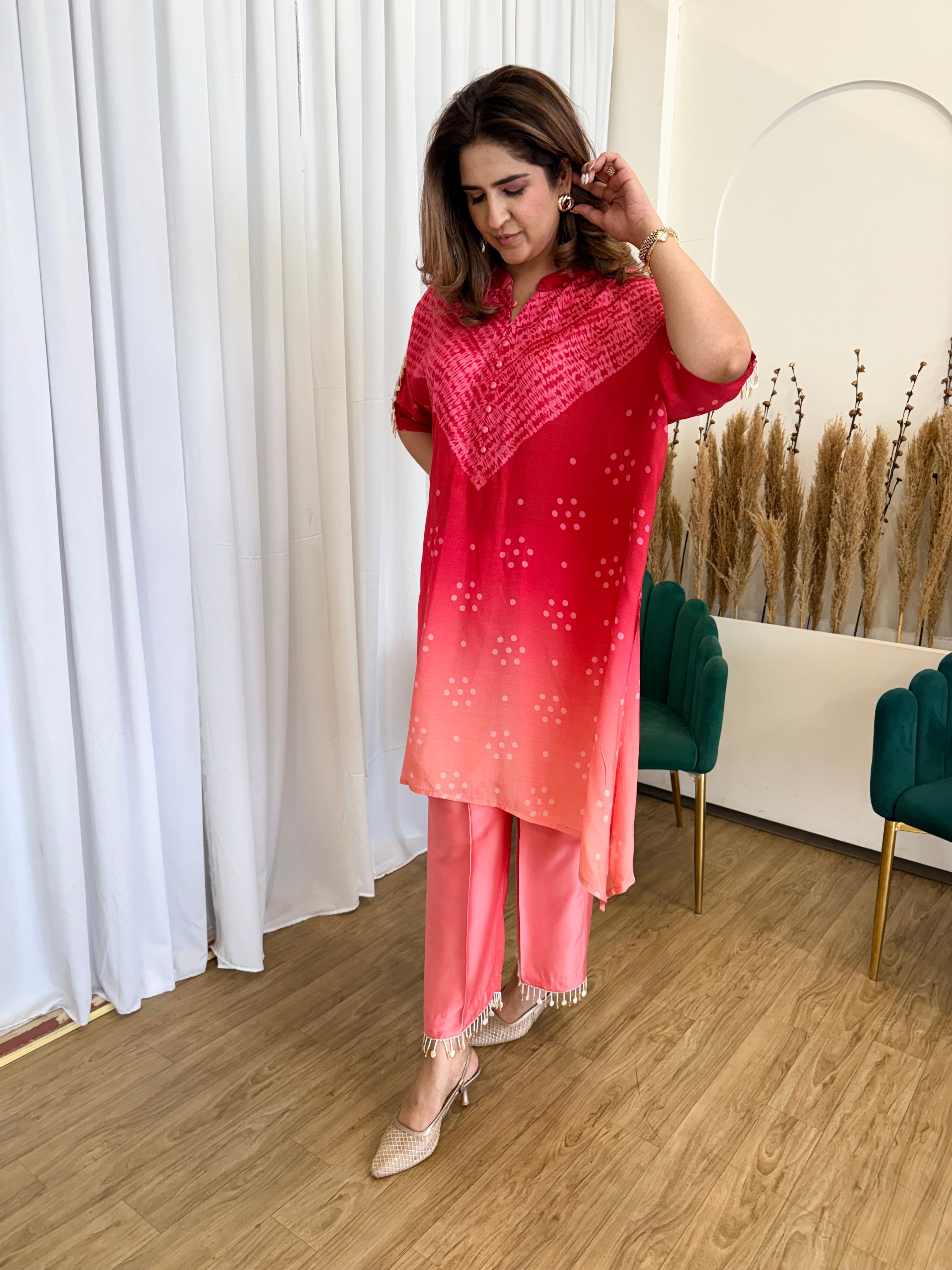 RED PEACH OMBRÉ CHOGA SET