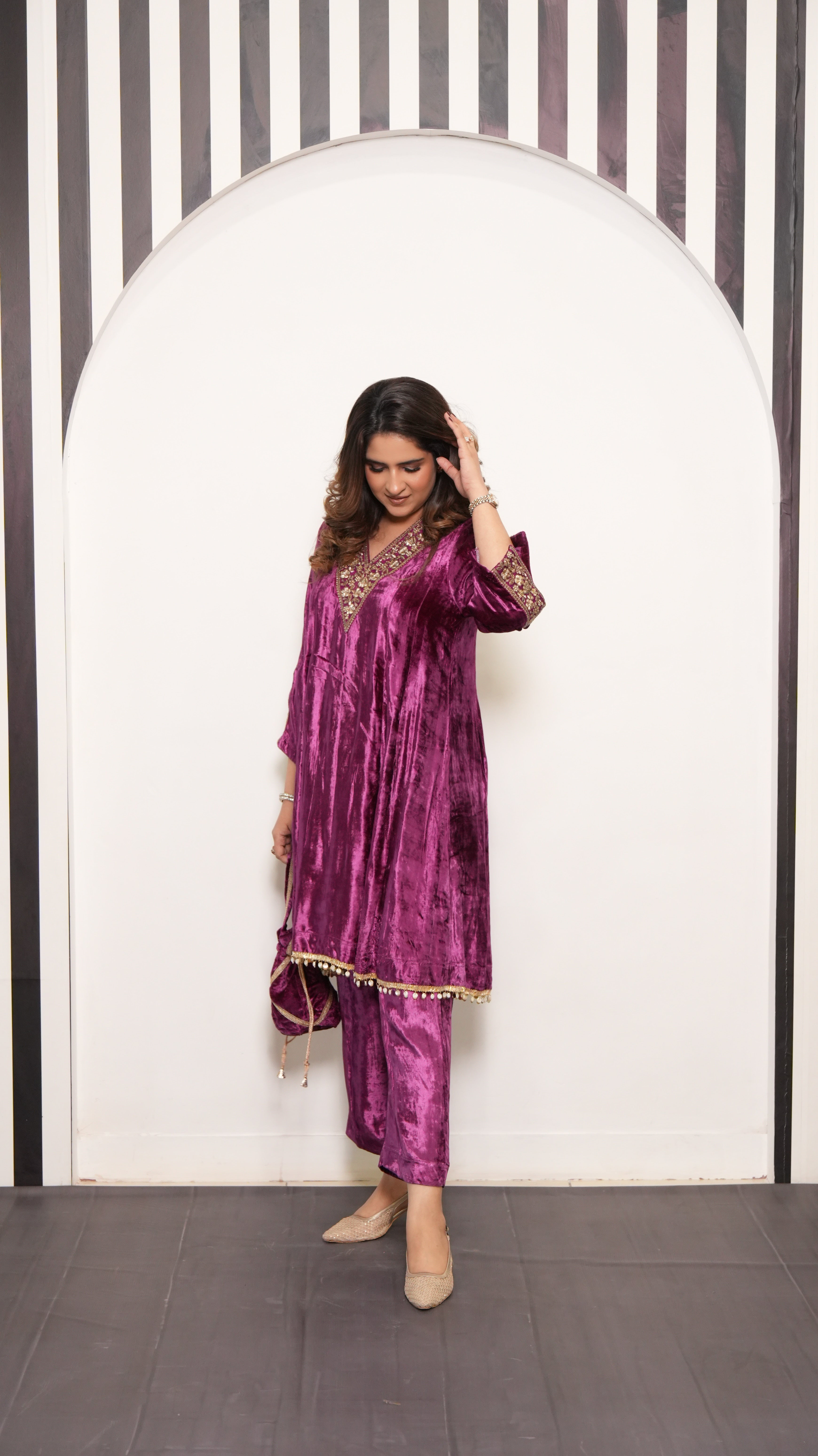 DEEP PLUM VELVET SET