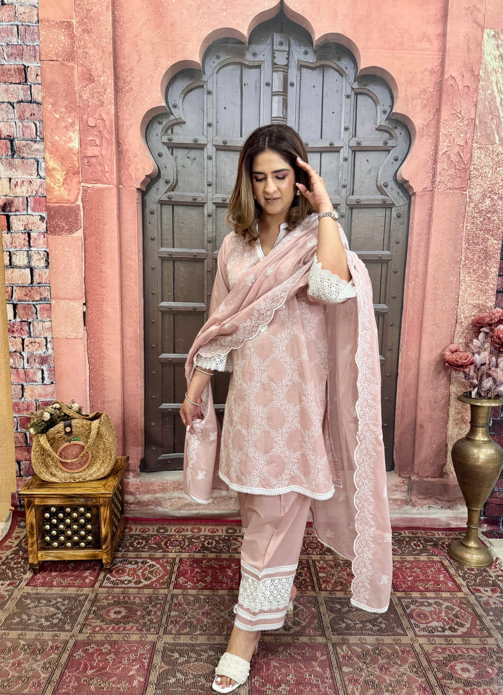 BLUSH PINK DUPPATA SET