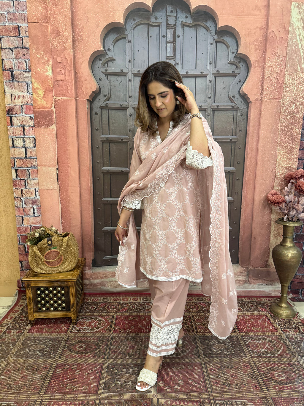 BLUSH PINK DUPPATA SET