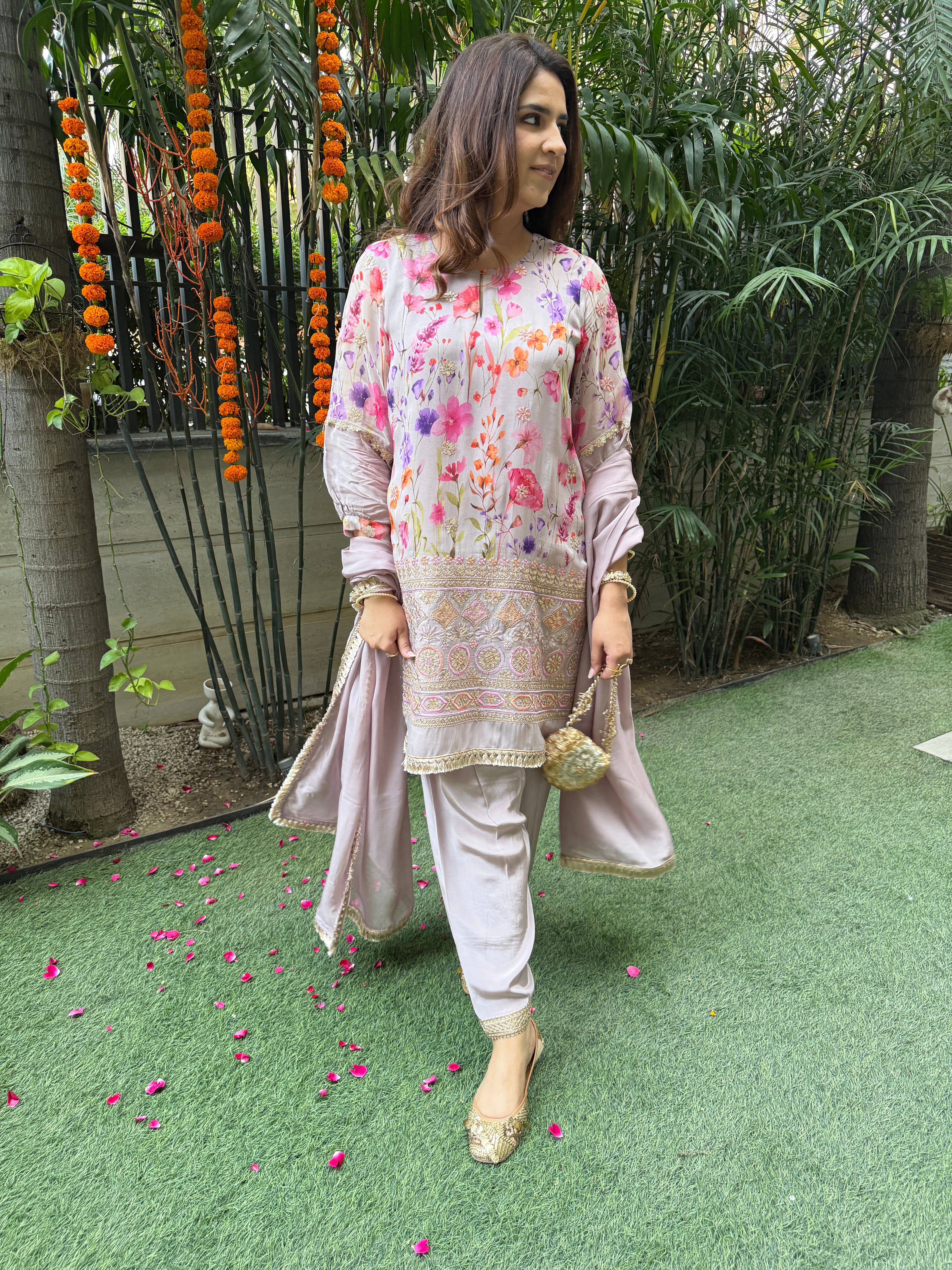 LILAC GREY ORGANZA FESTIVE SET