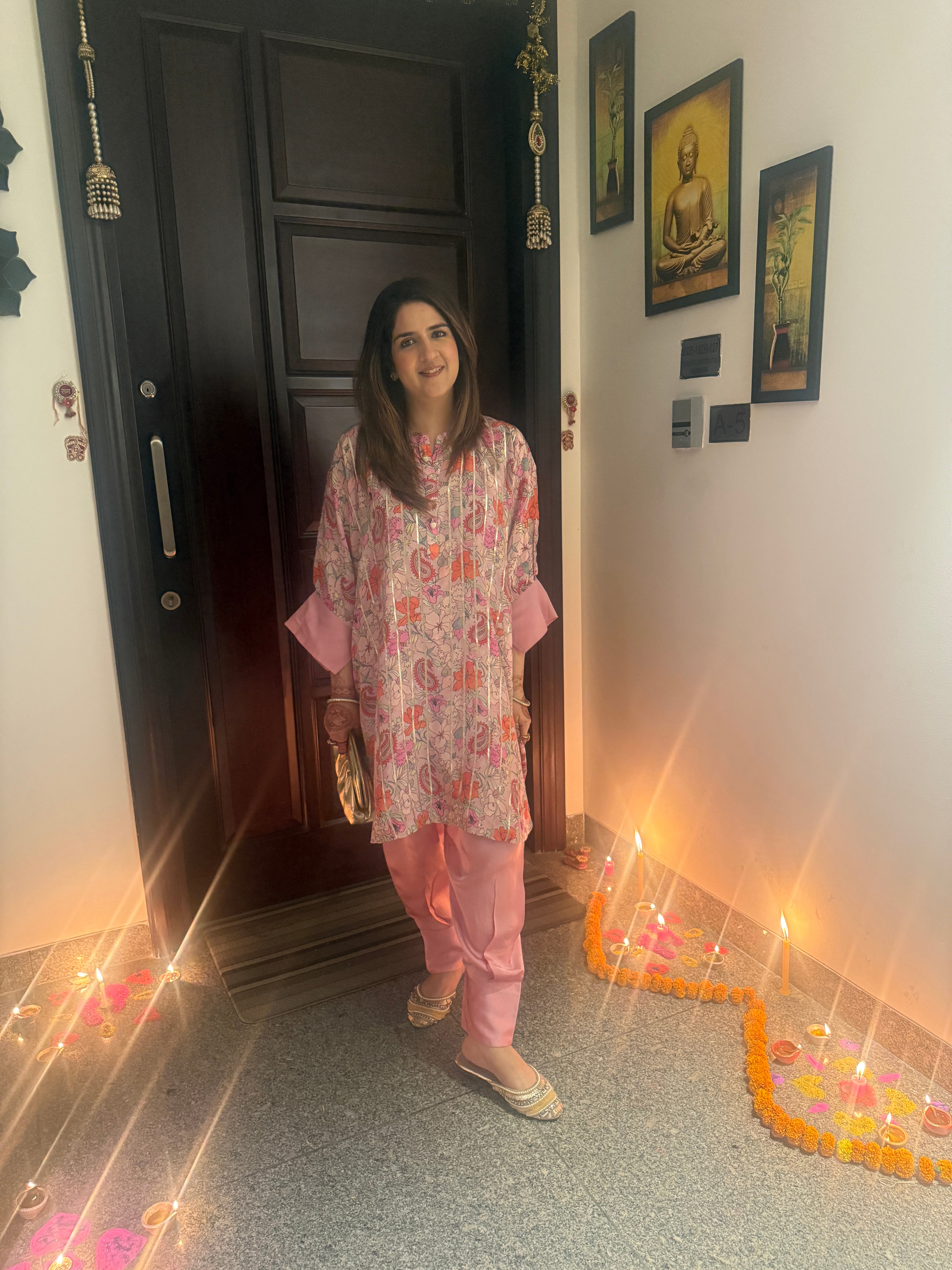 PINK CREPE CHOGA SET