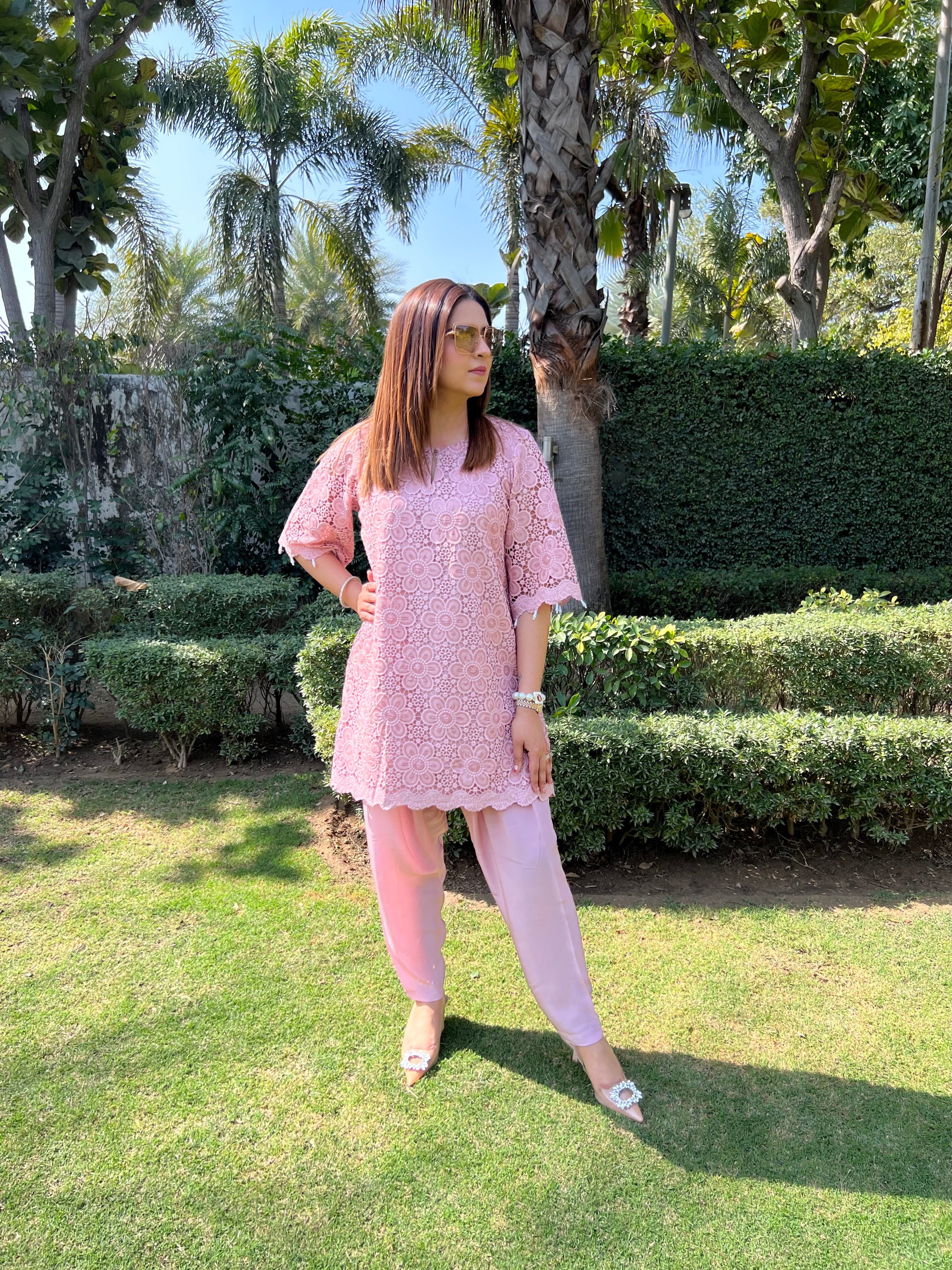 DUSTY ROSE PINK CUTWORK