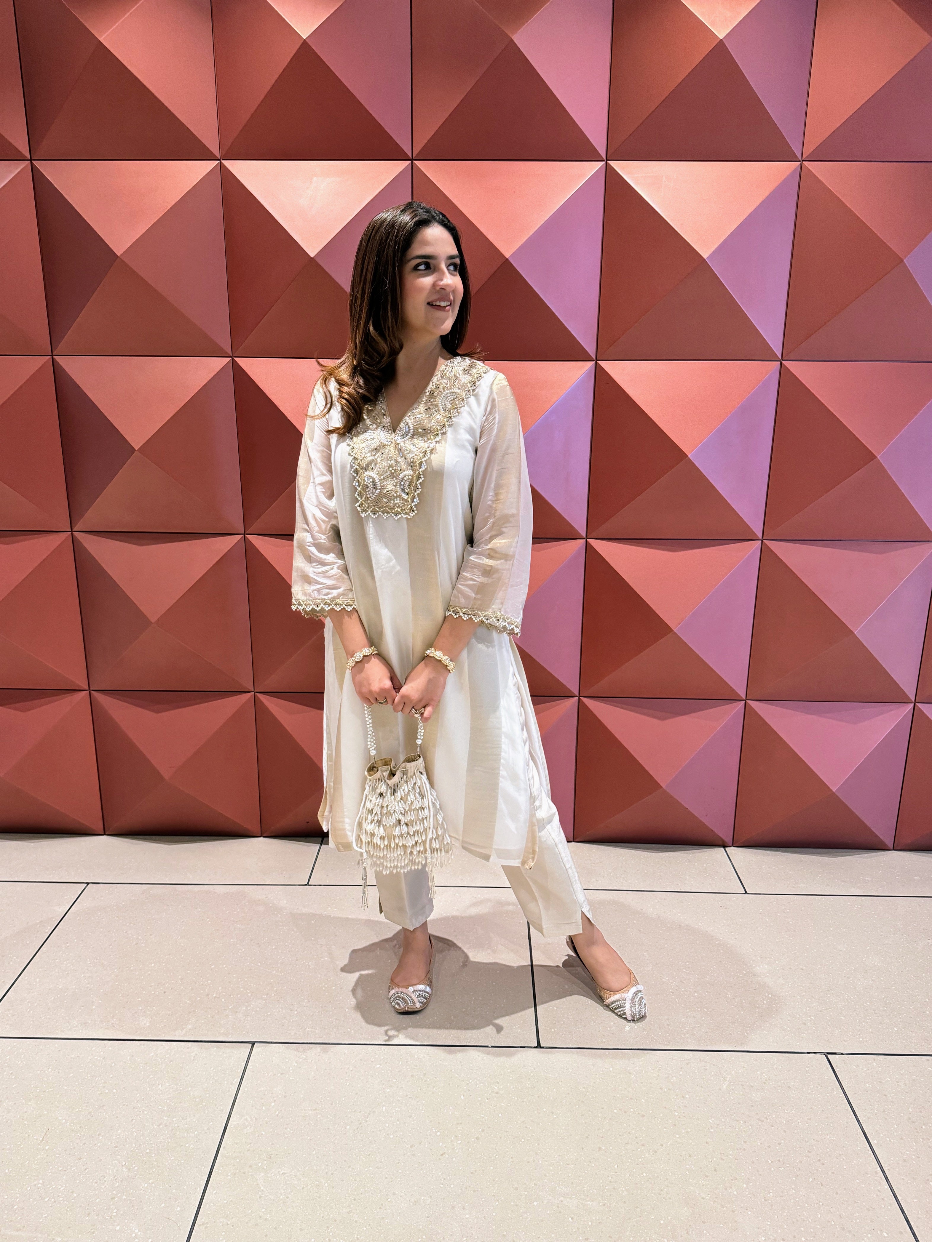 GOLD IVORY ORGANZA SUIT