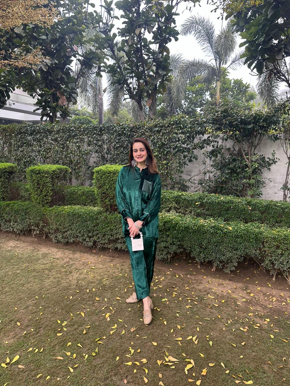 EMERALD GREEN VELVET COORD