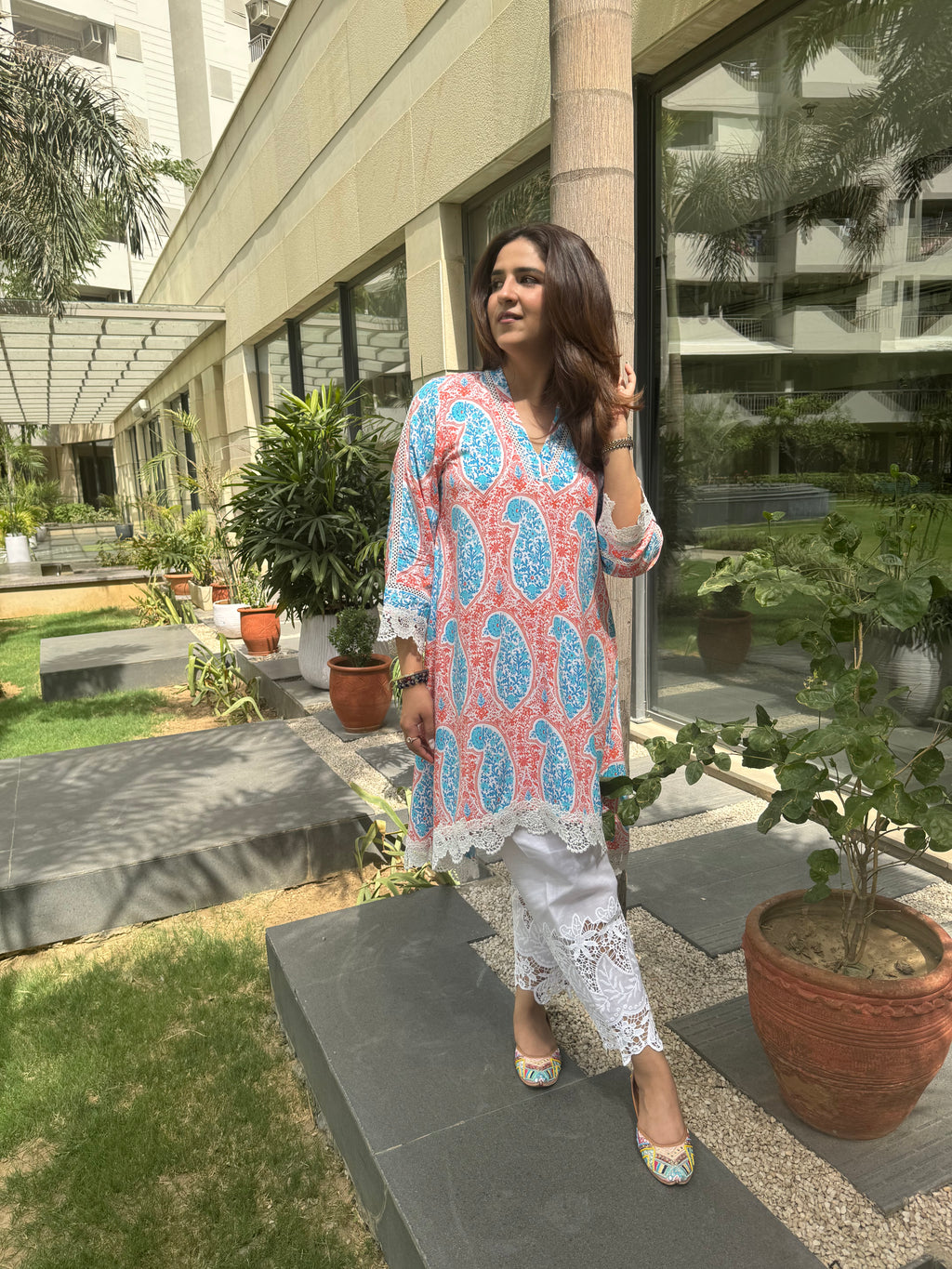 CORAL&BLUE PAISLEY SET