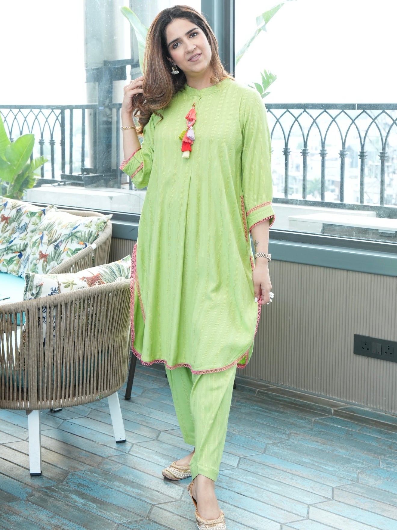 LIME GREEN KURTA SET