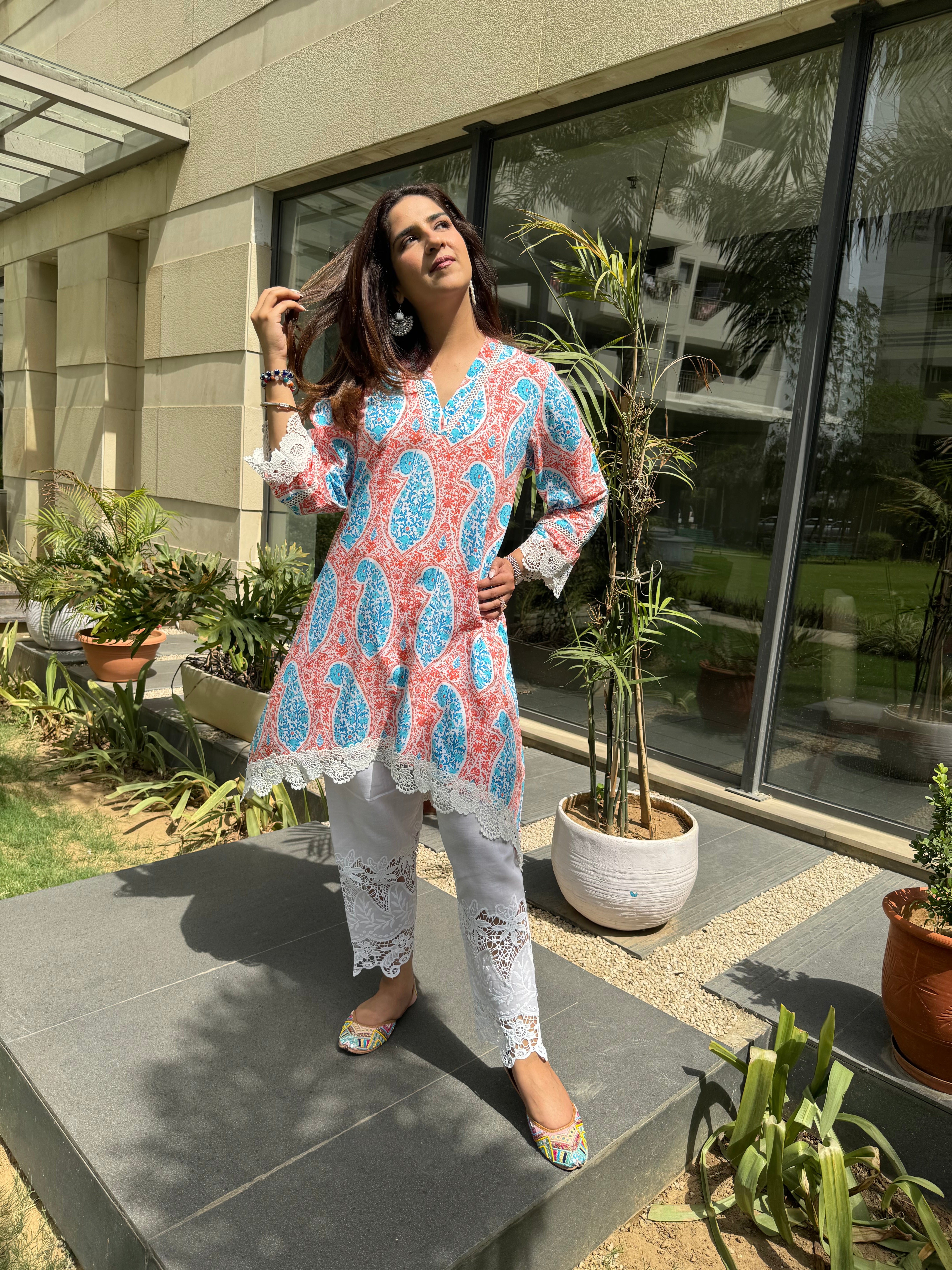 CORAL&BLUE PAISLEY SET