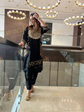 BLACK BROCADE POCKET SET