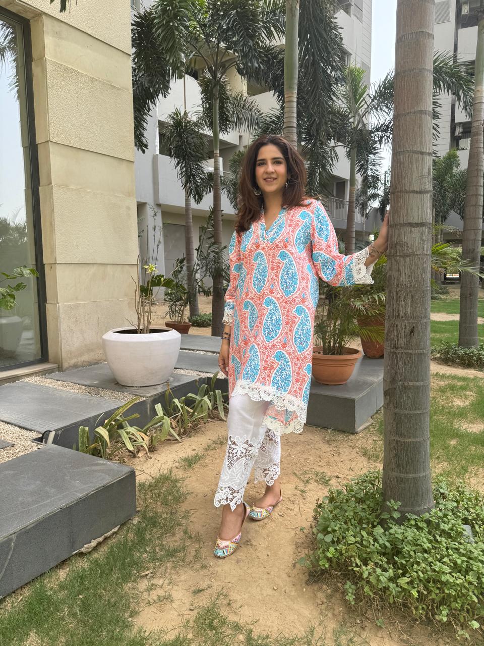 CORAL&BLUE PAISLEY SET