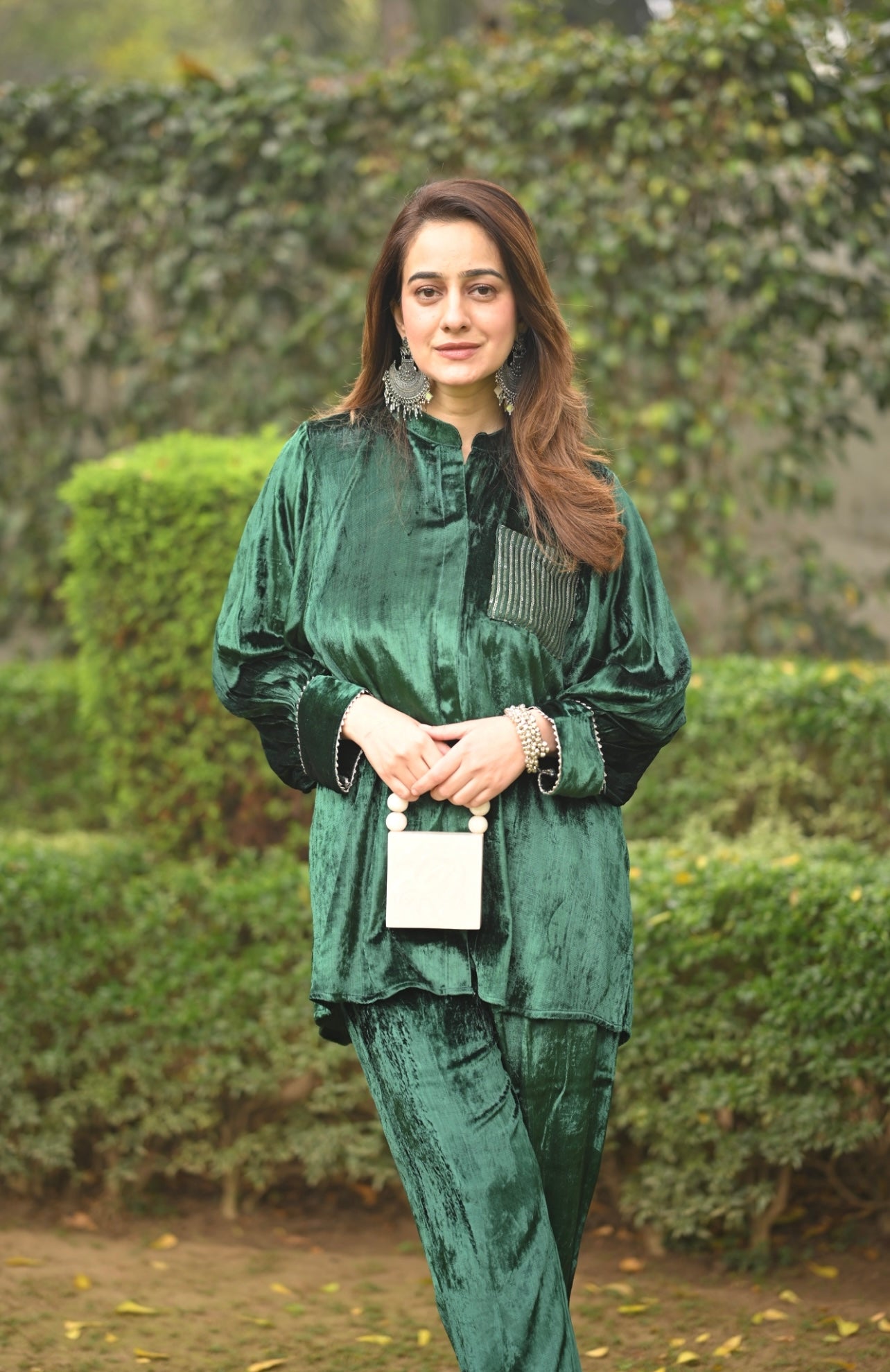 EMERALD GREEN VELVET COORD