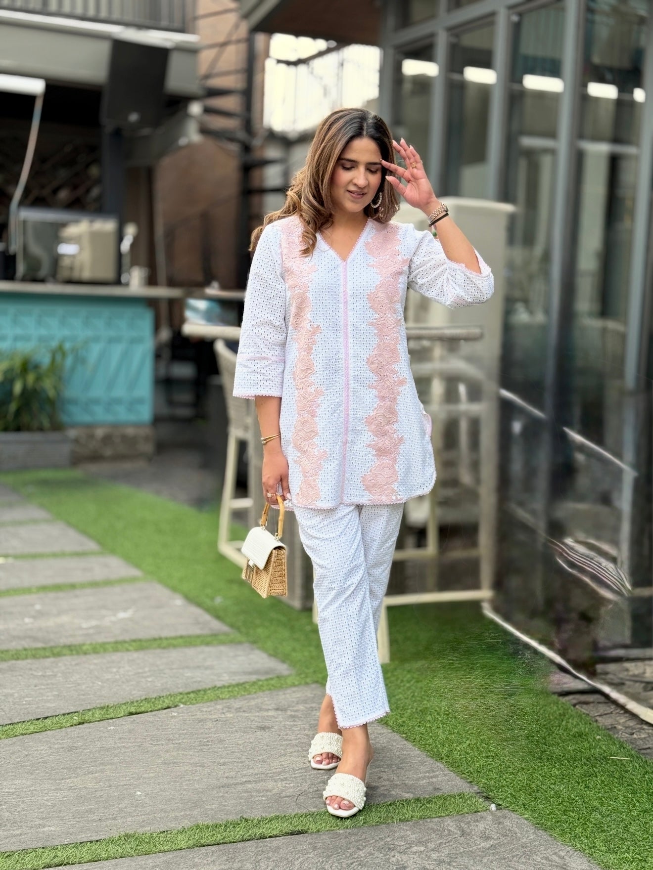 WHITE SCHIFFLI COORDSET