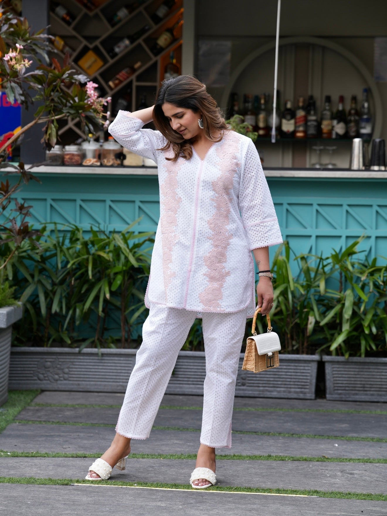 WHITE SCHIFFLI COORDSET