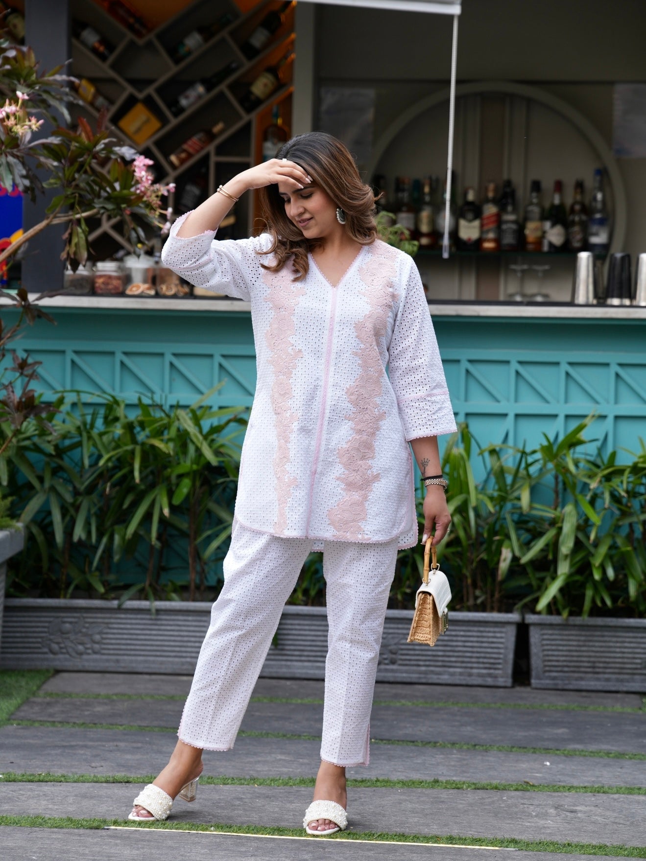 WHITE SCHIFFLI COORDSET