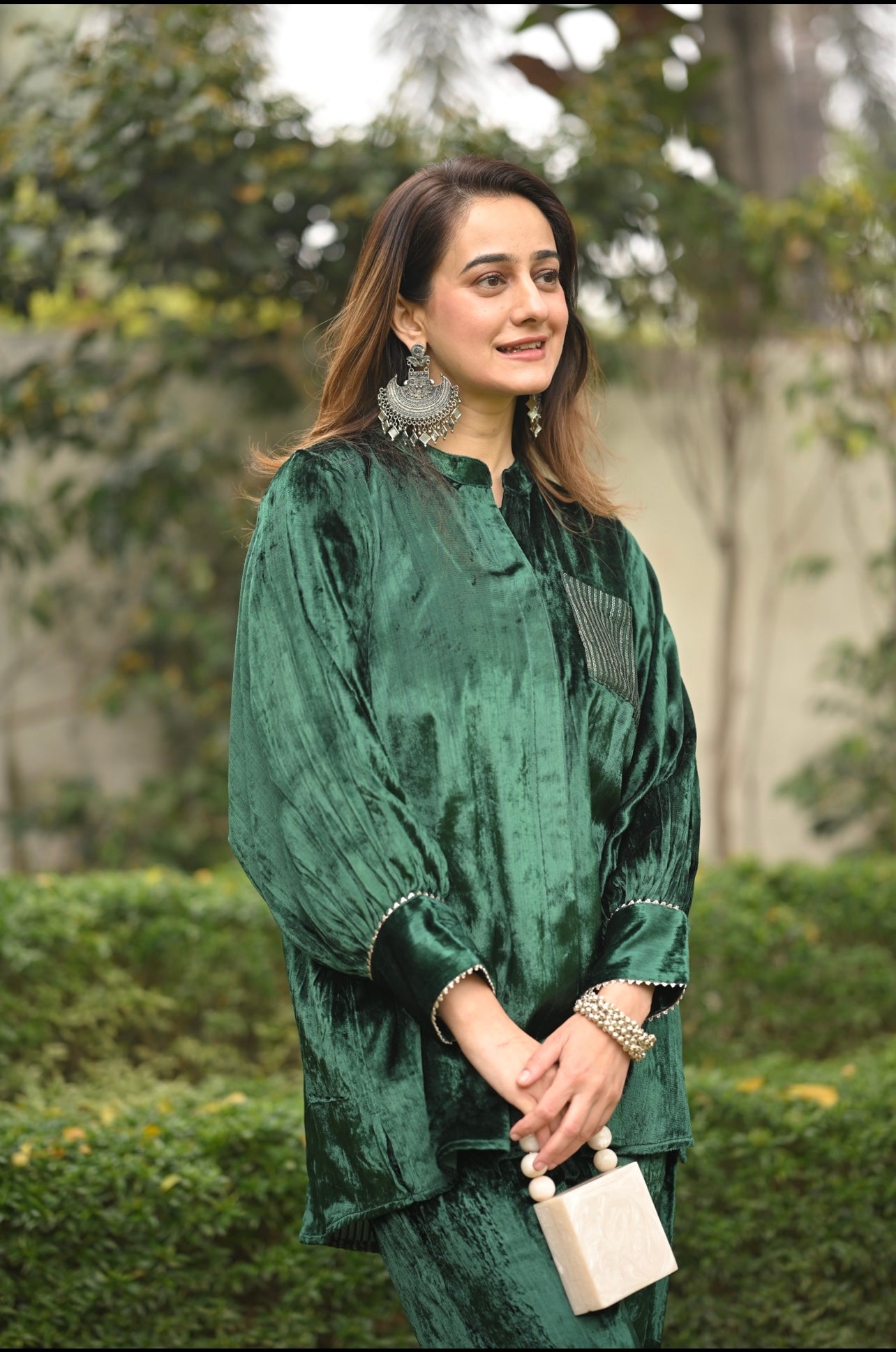 EMERALD GREEN VELVET COORD