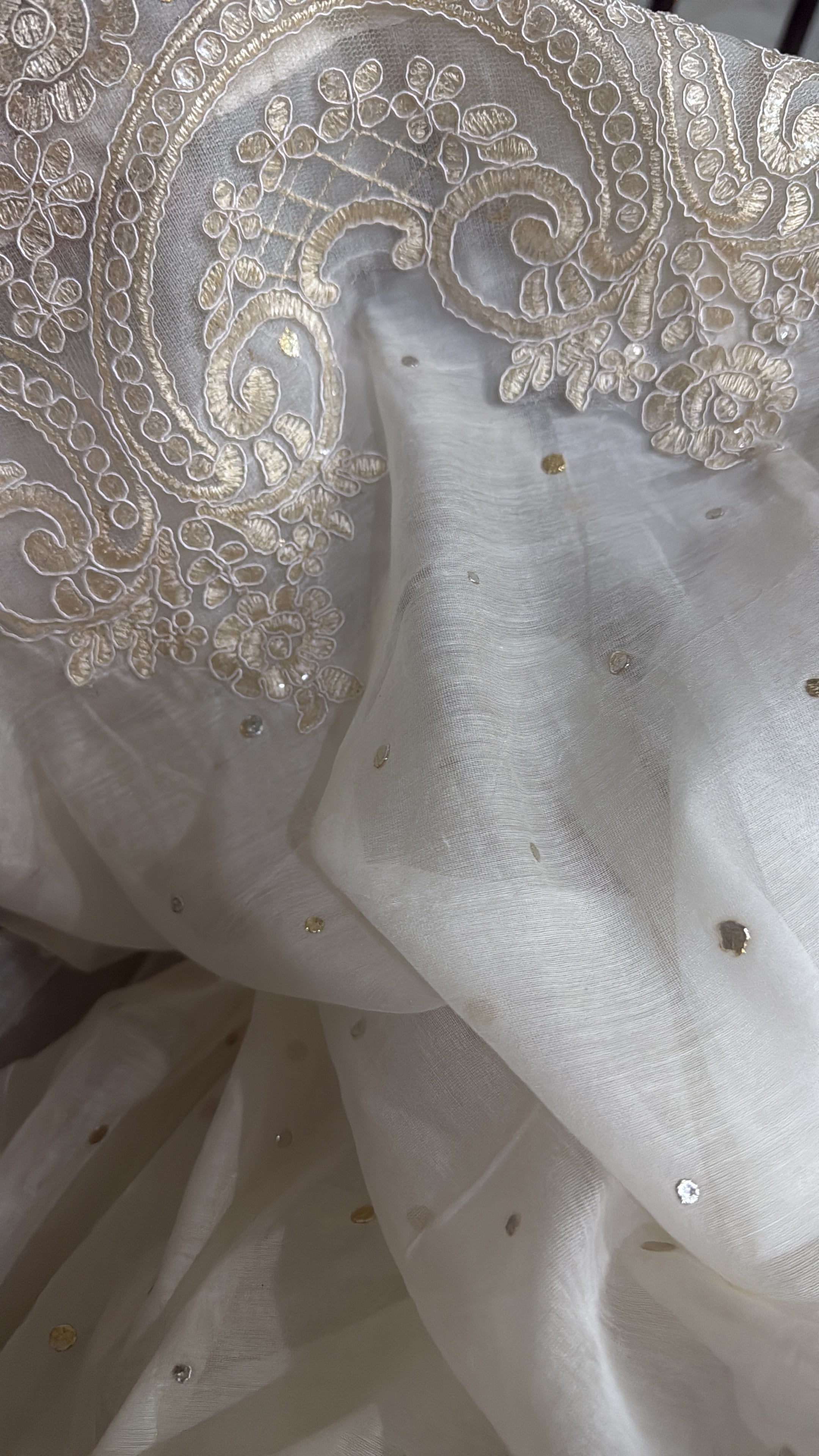 IVORY CHANDERI DUPATTA SET