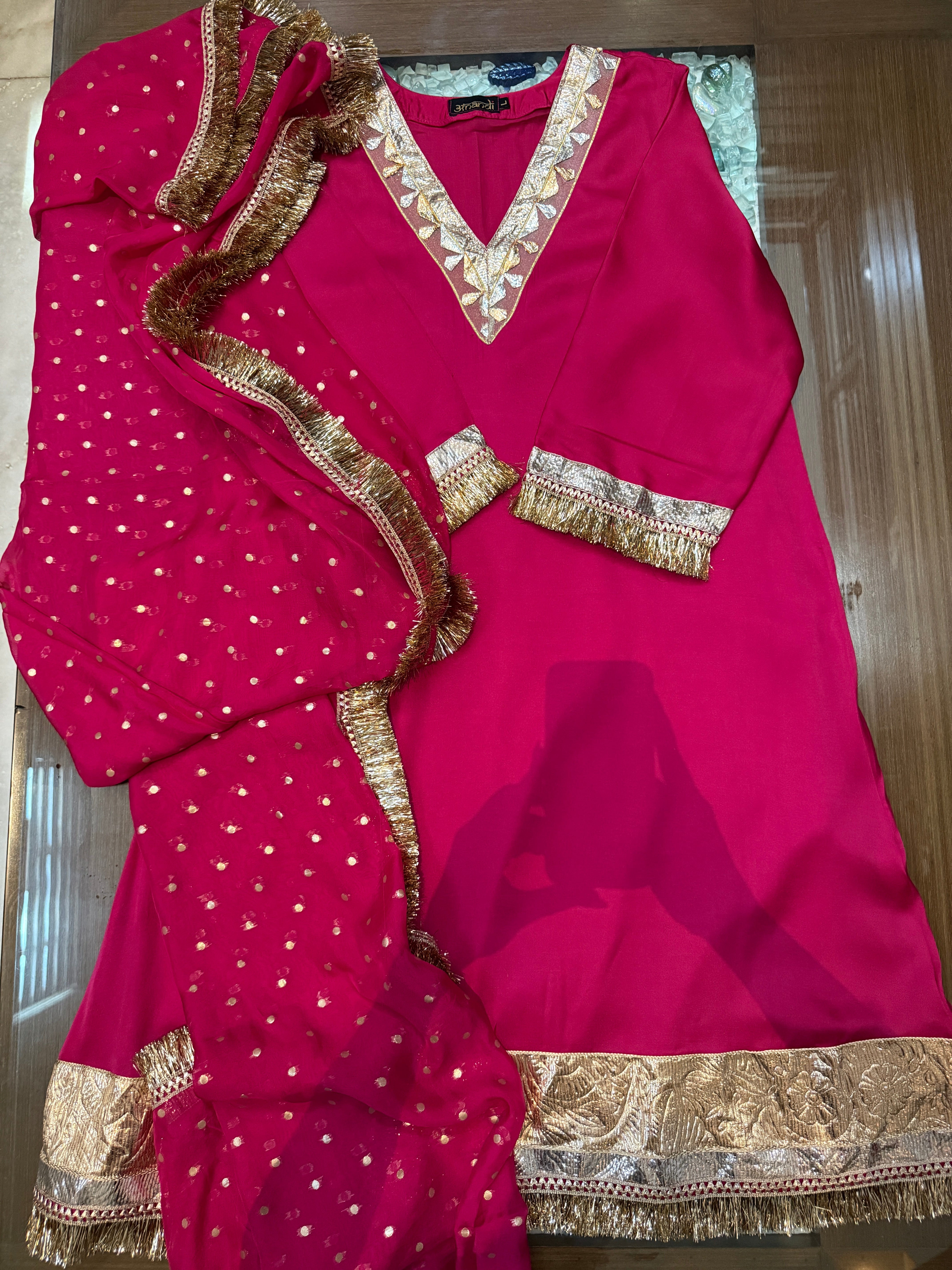 BEIGE GOTA KIRAN SET