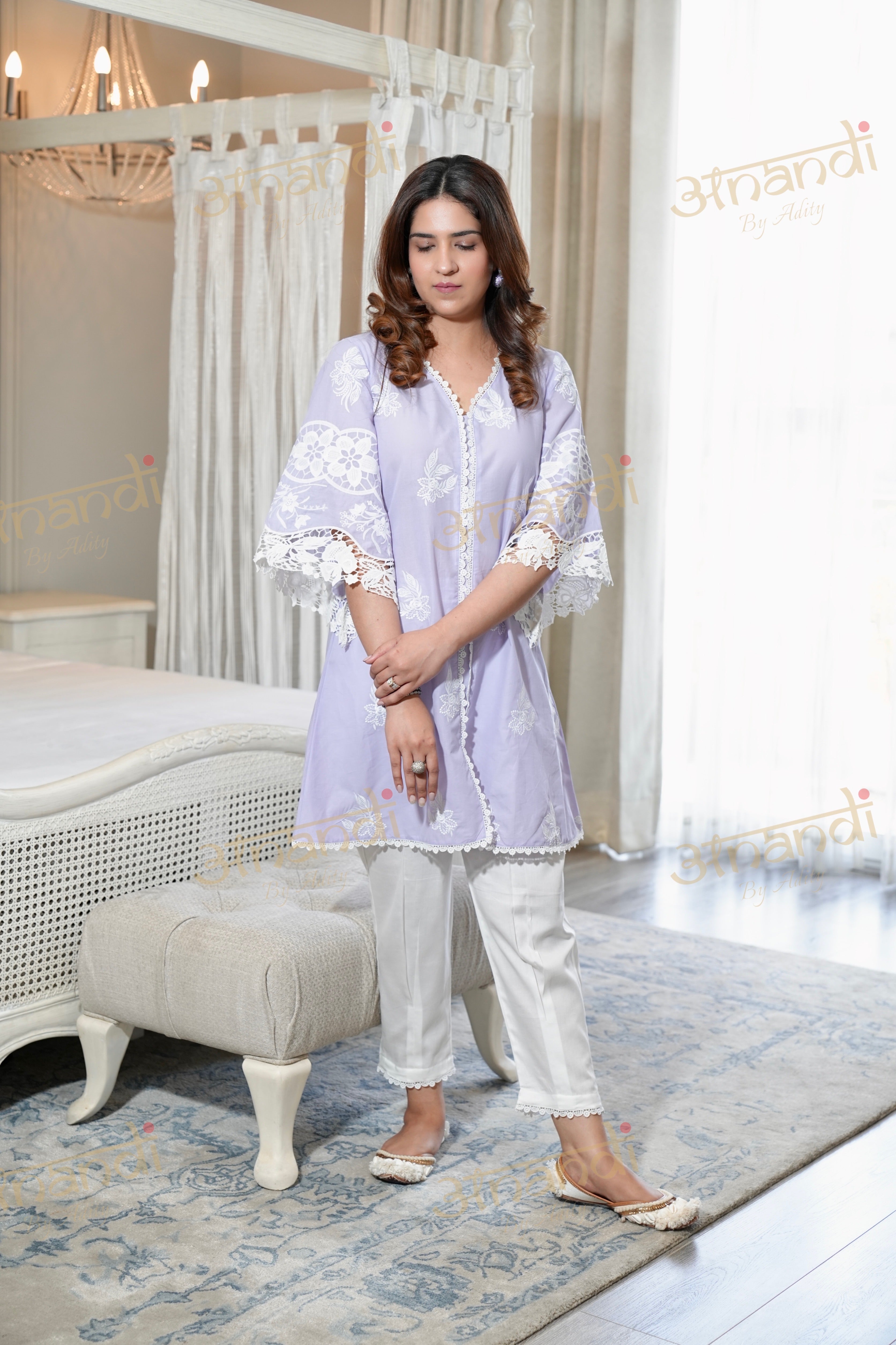LlLAC WHITE LACE COTTON SET