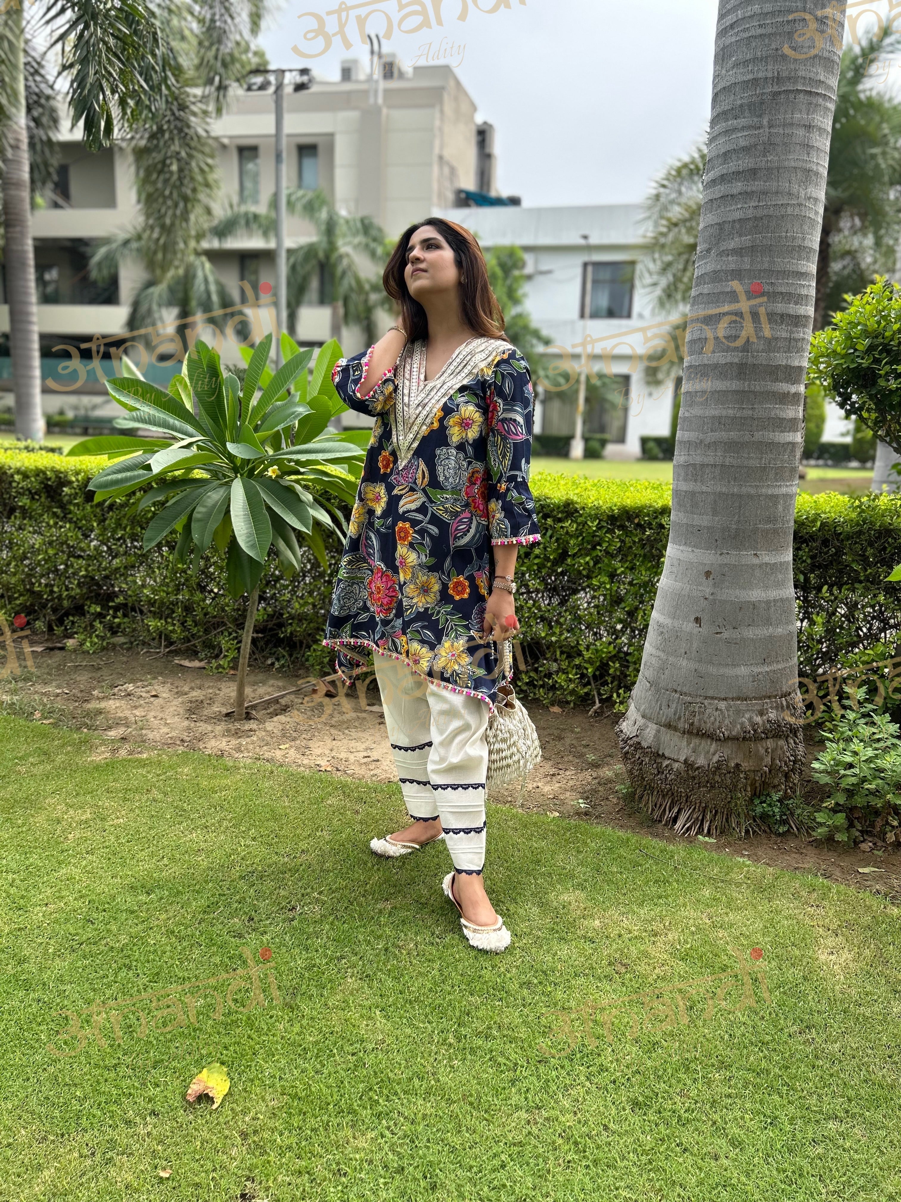 BLUE MULTI FLORAL COTTON SET