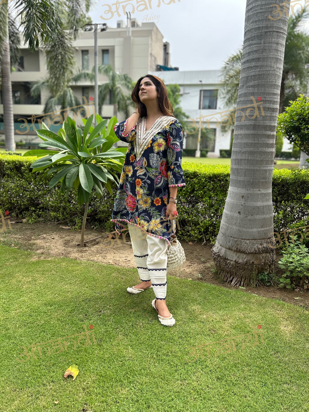 BLUE MULTI FLORAL COTTON SET