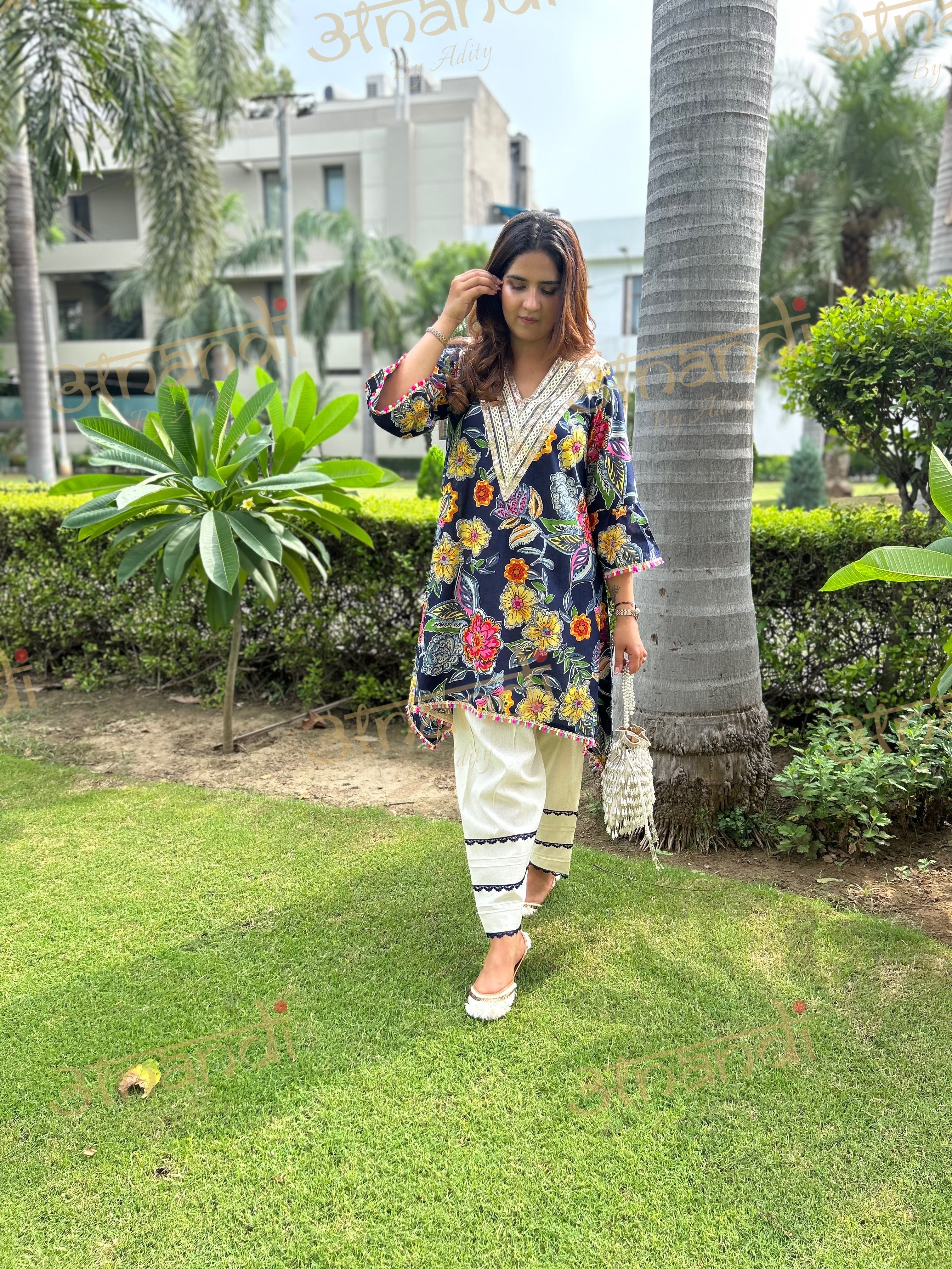 BLUE MULTI FLORAL COTTON SET