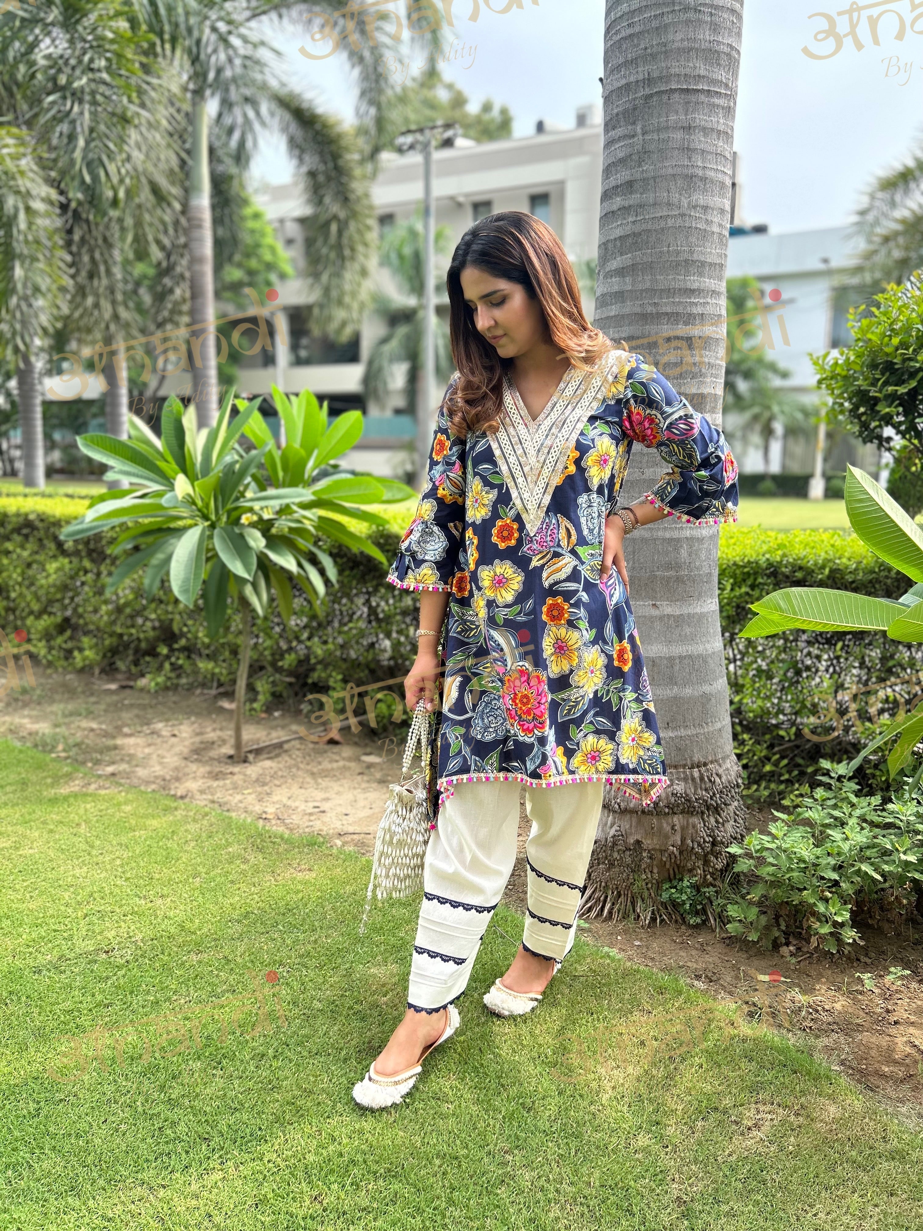 BLUE MULTI FLORAL COTTON SET