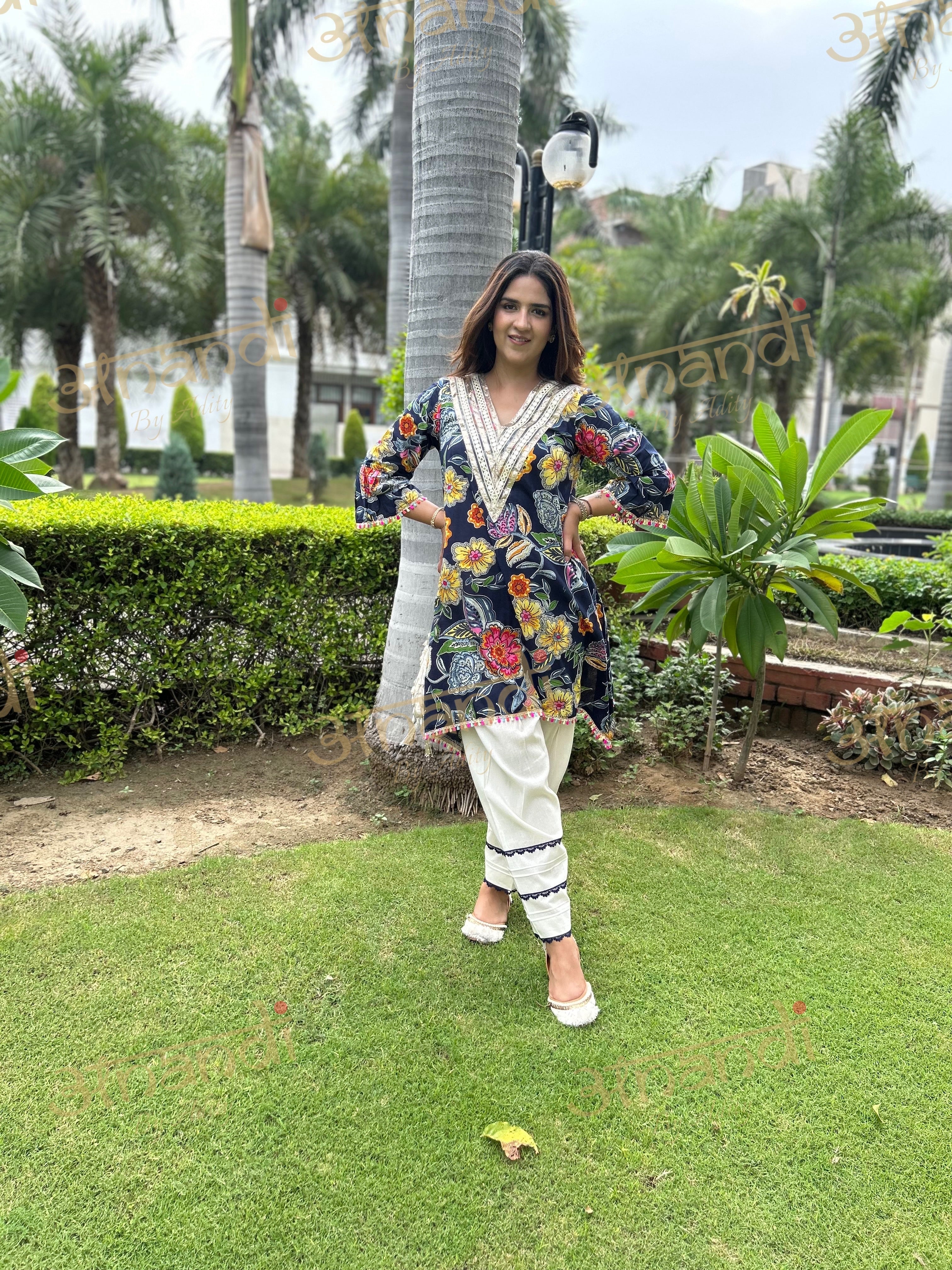 BLUE MULTI FLORAL COTTON SET